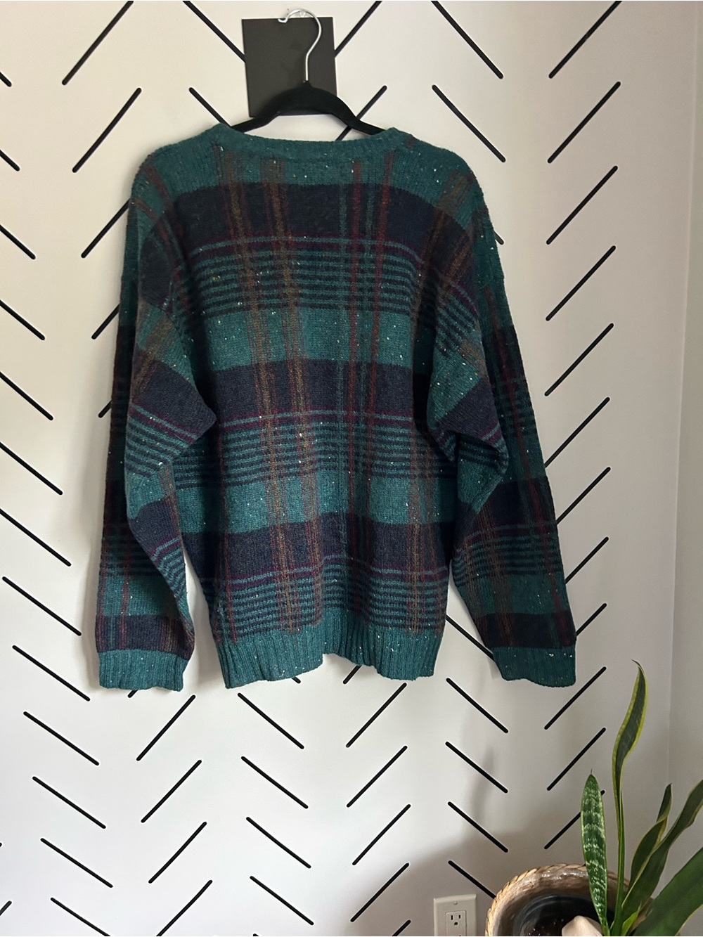 Vintage Nordstrom 100% wool plaid sweater grandpa core - Picture 3 of 6